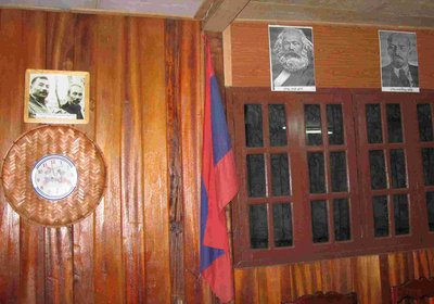 Wall decoration in a restaurant in Vang Vieng in Laos ~ Last stop on the way to the &quot;Plain of the Jars&quot;.