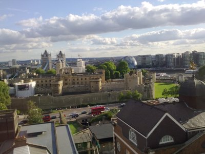 View from our hotel room to the Tower of London &amp; Tower Bridge. HMS Belfast just visible centre right!